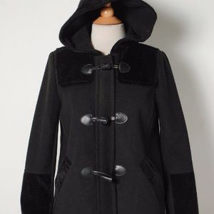 NWT BCBGeneration Black Faux Fur Button Coat